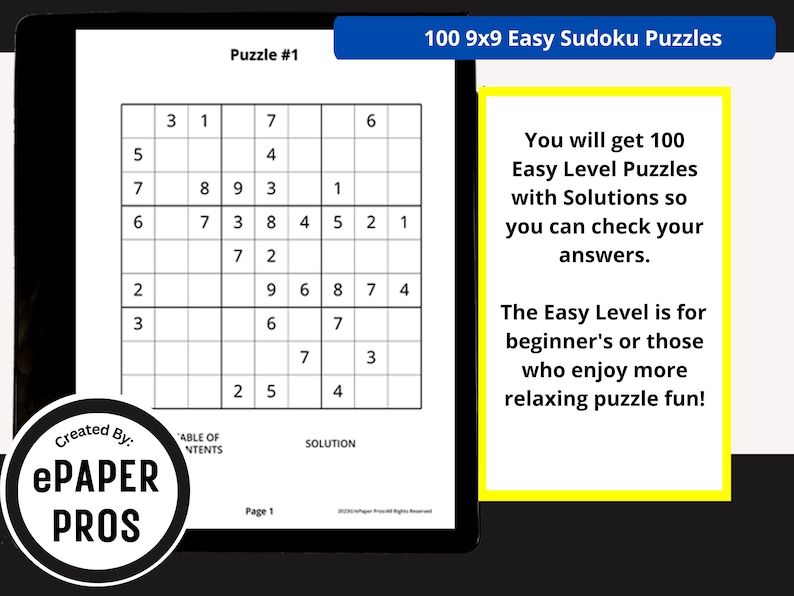 Kindle Scribe Easy Sudoku Puzzle Template Vol 2, Instant Download and
