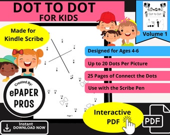 Kindle Scribe Unisci i punti 25 pagine di attività per bambini dai 4 ai 6 anni Gioca Unisci i punti Download immediato PDF interattivo