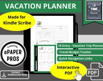Agenda vacanze Kindle Scribe, modelli per organizzare alloggi, budget, biglietti, itinerario giornaliero, appunti per viaggi personali