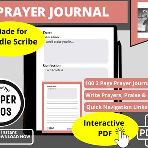 Kindle Scribe Digital Prayer Journal PDF Template to Keep Praise, Prayer Requests, Answered Prayer, Bible Verses & More