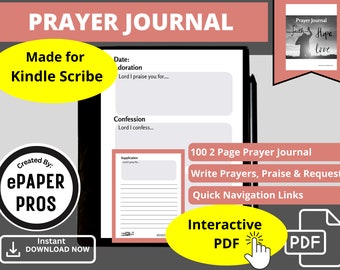 Modello PDF per diario digitale delle preghiere Kindle Scribe per conservare lodi, richieste di preghiere, preghiere esaudite, versetti della Bibbia e altro ancora