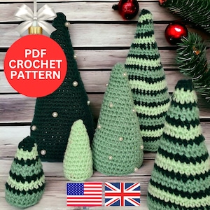 Three Sizes Christmas Trees - Crochet Pattern | Christmas Home Décor | Set of 3