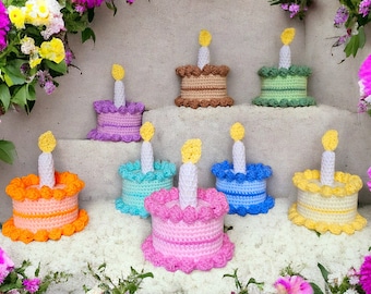 Crochet Birthday Celebration Cakes with a Candle