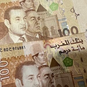 Rare Moroccan 100 Dirhams Banknote Featuring Kings and Saharan Heritage ; Moroccan Dirhams ;Green March; Three Moroccan kings