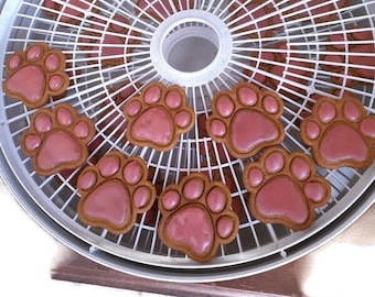Pink Frosted Canine Paw Biscuits Medium & Large Dog Paw Cookies, Iced Cookies For Dog's, Dehydrated Dog Treats , Handmade Dog Treats.