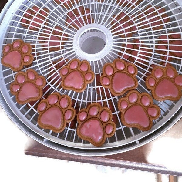 Pink Frosted Canine Paw Biscuits Medium & Large Dog Paw Cookies, Iced Cookies For Dog's, Dehydrated Dog Treats , Handmade Dog Treats.