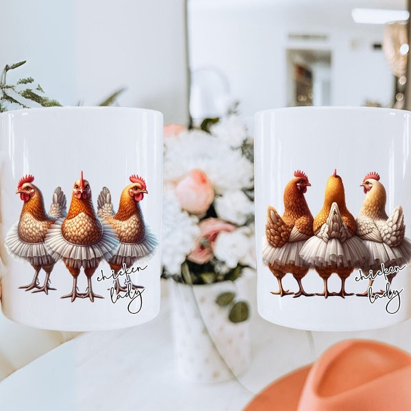 Chicken Mug, Crazy Chicken Lady, Funny Chicken Lover Gifts, Chickens in Tutus, Chicken Mom Farmer Country Girl Coffee, Hens Party
