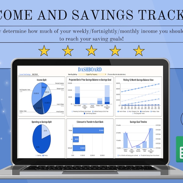 Effortlessly Budget Your Income: Savings and Goals Tracker, Weekly/Fortnightly/Monthly Paycheck, Financial Dashboard, Barefoot Investor