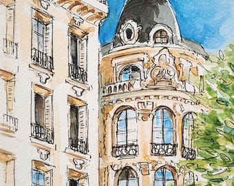 Paris Apartment Print Vintage France 6"x8" Europe Parisian Architecture French City Balcony Artwork Wall Decor