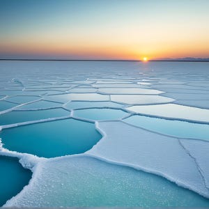 Frozen Salt Flats at Sunset - Canvas Wall Art standalone canvas wall art print