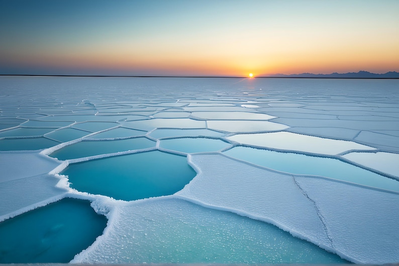 Frozen Salt Flats at Sunset - Canvas Wall Art standalone canvas wall art print