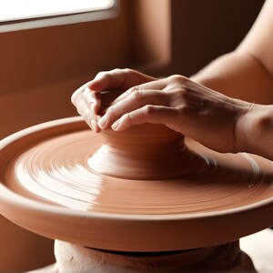 Hands Shaping Clay on Wheel - Canvas Wall Art
