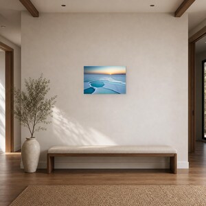 Frozen Salt Flats at Sunset - Canvas Wall Art shown as canvas wall art in a gallery wall mockup