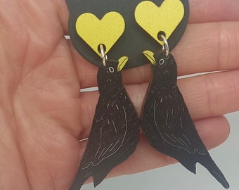 Blackbird | British Birds | Nature Lover's Gift | FSC Wood Earrings