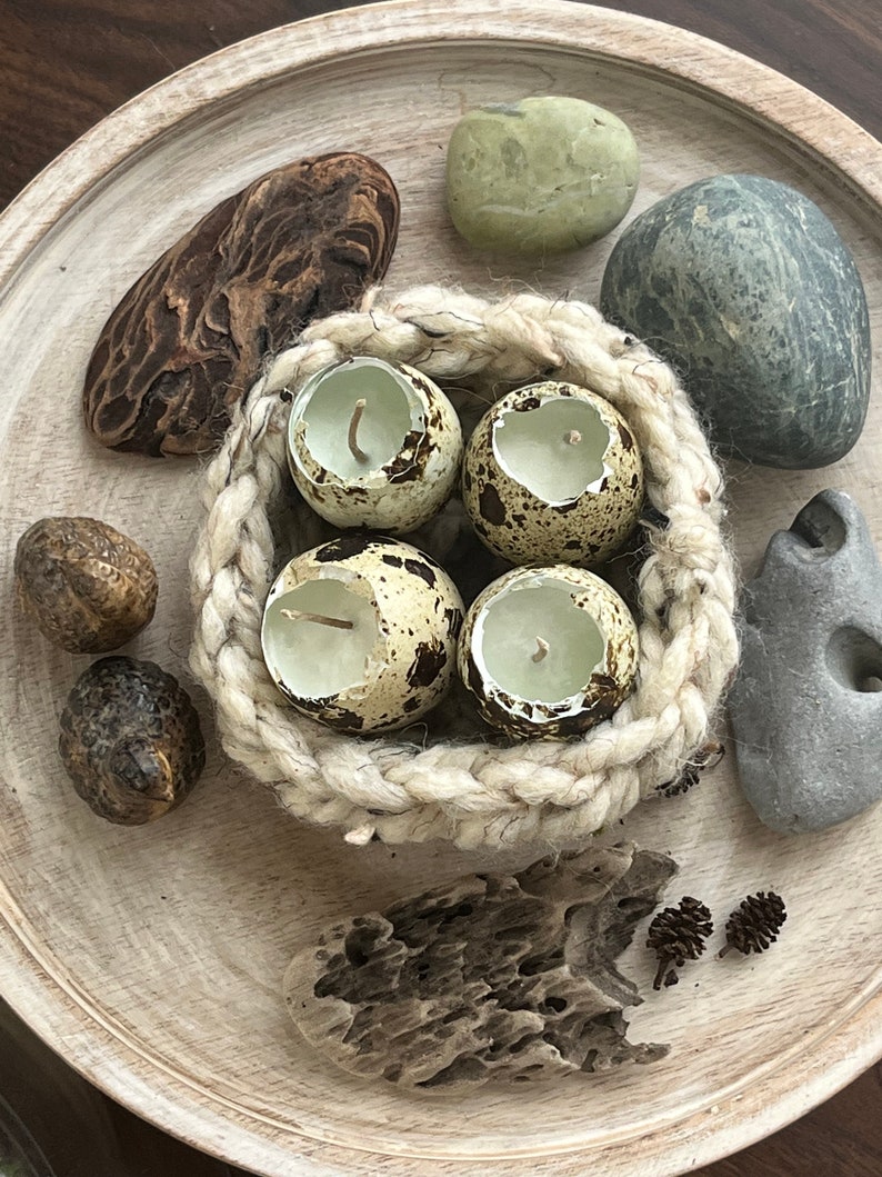 Quail Egg Candle in Yarn Nest Etsy