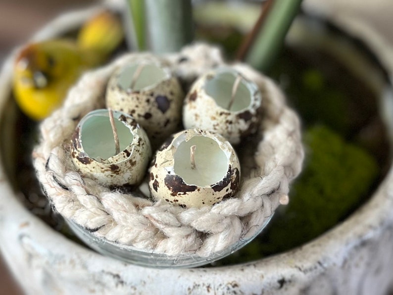 Quail Egg Candle in Yarn Nest Etsy