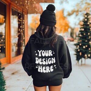 Black Gildan 18500 Mockup, Christmas Hoodie Mockup, Back of Hoodie Mockup, Christmas Mockup, Holiday Mockup, Gildan 18500 Black Mockup