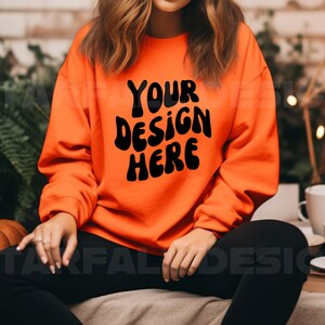 Oranges Sweatshirt Mockup | Gildan 18000 Orange | Gildan 18000 Orange Mockup Halloween Sweatshirt Mockup | Herbst Sweatshirt Mockup | Gemütlicher Mock