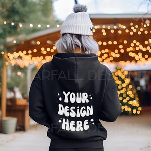 Black Gildan 18500 Mockup, Christmas Hoodie Mockup, Back of Hoodie Mockup, Christmas Mockup, Holiday Mockup, Gildan 18500 Black Mockup