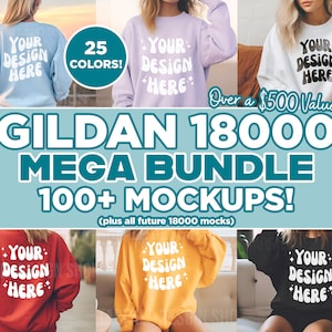Gildan 18000 Mockup Bundle | Sweatshirt Mockup Bundle | Gildan 18000 Sweatshirt Mockup Bundle | Gildan Mockup Bundle | Huge Mockup Bundle
