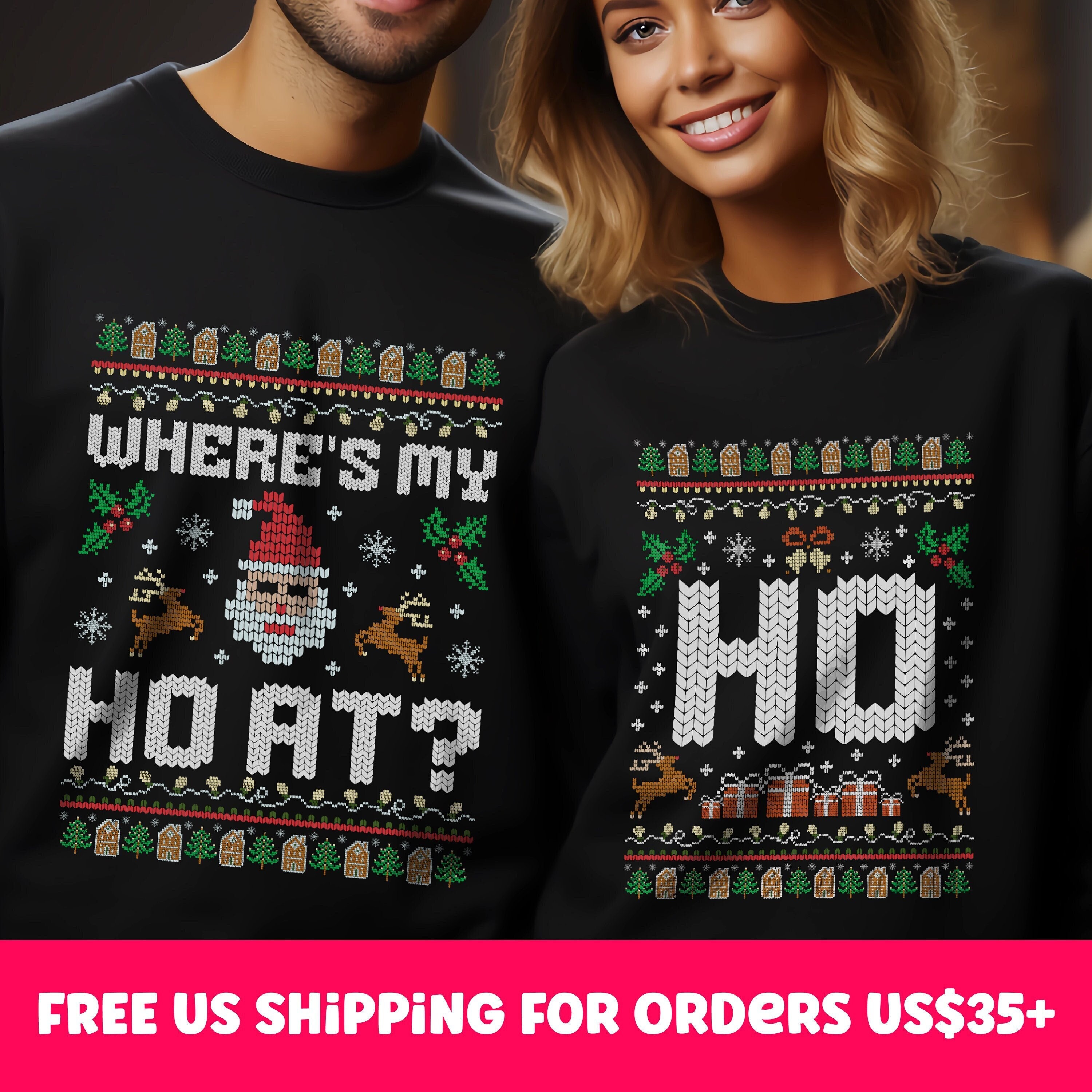 Funny Couples Ugly Christmas Sweaters 