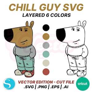 Layered SVG, Chill Guy SVG, Just a Chill Guy PNG, chill guy clipart, chill guy layered by color, chill guy vector, for Cricut Silhouette