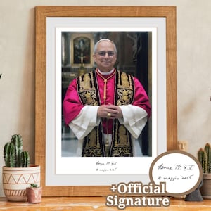 Firma oficial del Papa León XIV - Póster digital - Arte mural imprimible en 4K Full HD - Decoración católica - Regalo religioso del Vaticano - Robert Prevost