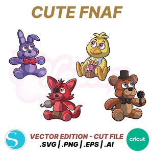 Uroczy Five Nights at Freddys Bundle PNG SVG Projekty wektorowe gotowe do drukowania i cięcia Cyfrowy projekt Cricut Silhouette Cameo