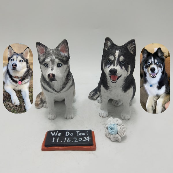 Pet Husky Birthday Cake Topper, Personalized Wedding Cake Topper, Pet Birthday Cake, Wedding Cake Topper, Dog Wedding Cake Topper