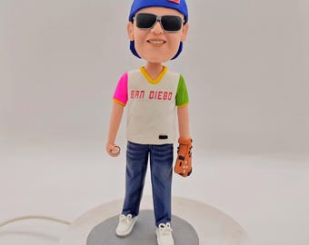 100% Custom bobble head doll based on photo, Personalized Baseball Little League Player bobble head doll, custom figurine,best gift for dads