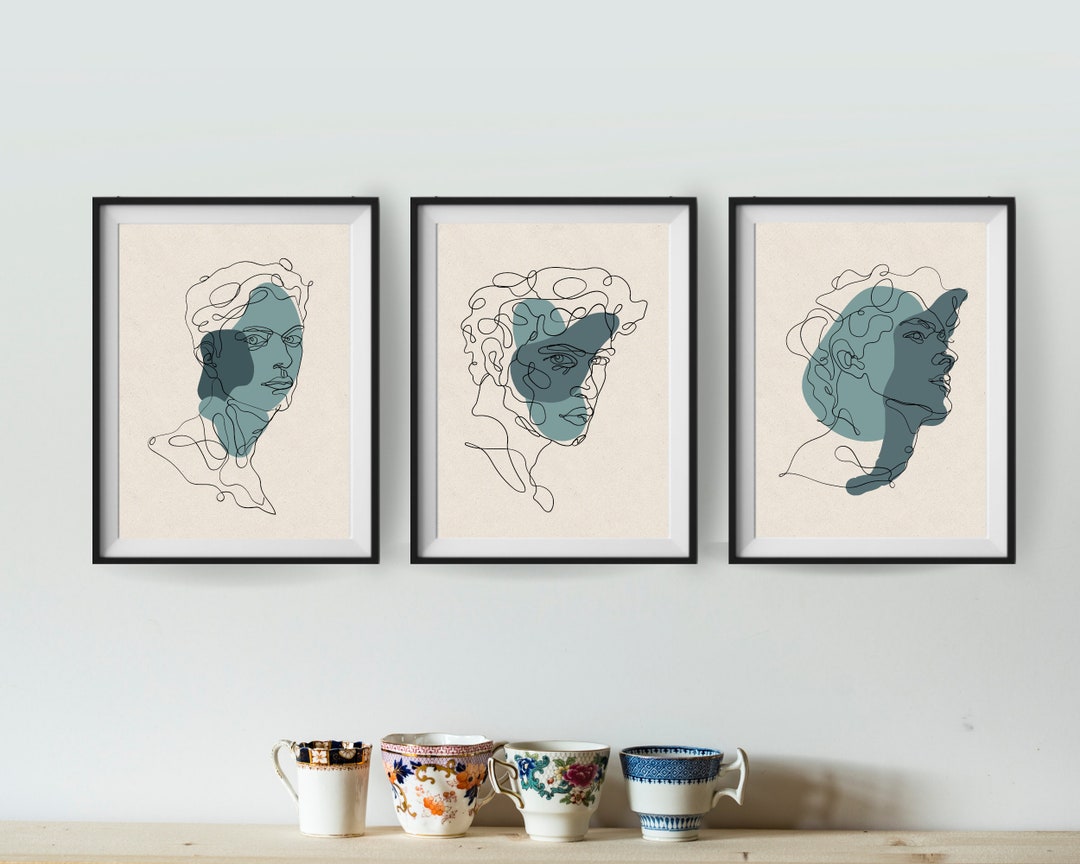 One Line Art, Gallery Wall Set, Colorful Line Art, Line Art