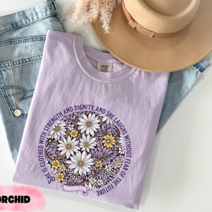 Floral Christian Comfort Colors Shirt, Bible Verse Apparel