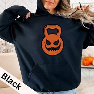 Halloween Pumpkin Kettlebell Gym Hoodie: Deadlift Ghost Skeleton