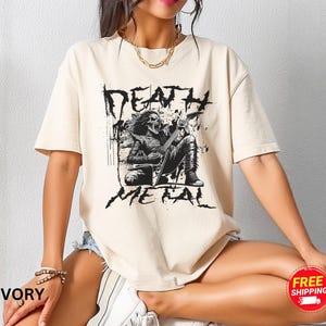 Death Metal Shirt, Skeleton Guitarist Tee, Heavy Metal Band Shirt, Punk Rock Tee, Hardcore Metalcore Shirt, Dark Aesthetic T-Shirt