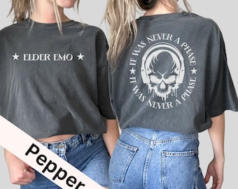 Elder Emo T-Shirt: Skull & Headphones, It Was Never A Phase