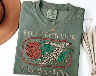 Elder Emo Club Shirt Comfort Colors® Emo Skull Rose Tee