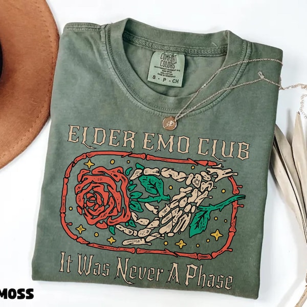 Camiseta del Club Emo para Ancianos Comfort Colors® Camiseta Emo con Calavera y Rosa