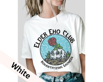 Elder Emo Comfort Colors Tee: Butterfly Skull Rose Graphic