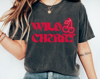 Wild Cherry Graphic Tee, Retro 100% Cotton Shirt