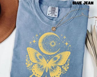 Celestial Butterfly Shirt Comfort Colors® Moon and Stars Tee