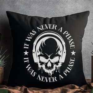Elder Emo Pillow, It Was Never A Phase Pillow, Elder Emo, 2000s Emo, Emo Gift, Goth Gift, Emo Pillow, When We Were Young, Emo Skull Pillow