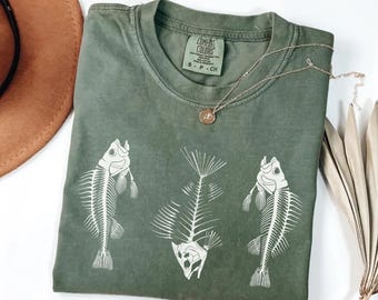Comfort Colors Vintage Fisherman-shirt: ontwerp met baars en forel