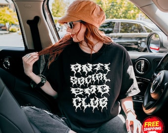 Antisocial Emo Club T-shirt, bekväma färger Alt Fashion T-shirt