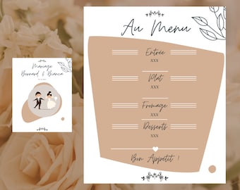 Menu mariage personnalisable