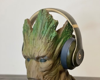 Groot Headphone Stand Headphone Holder Gaming Room Decor Office Desktop Groot Paintable Bust