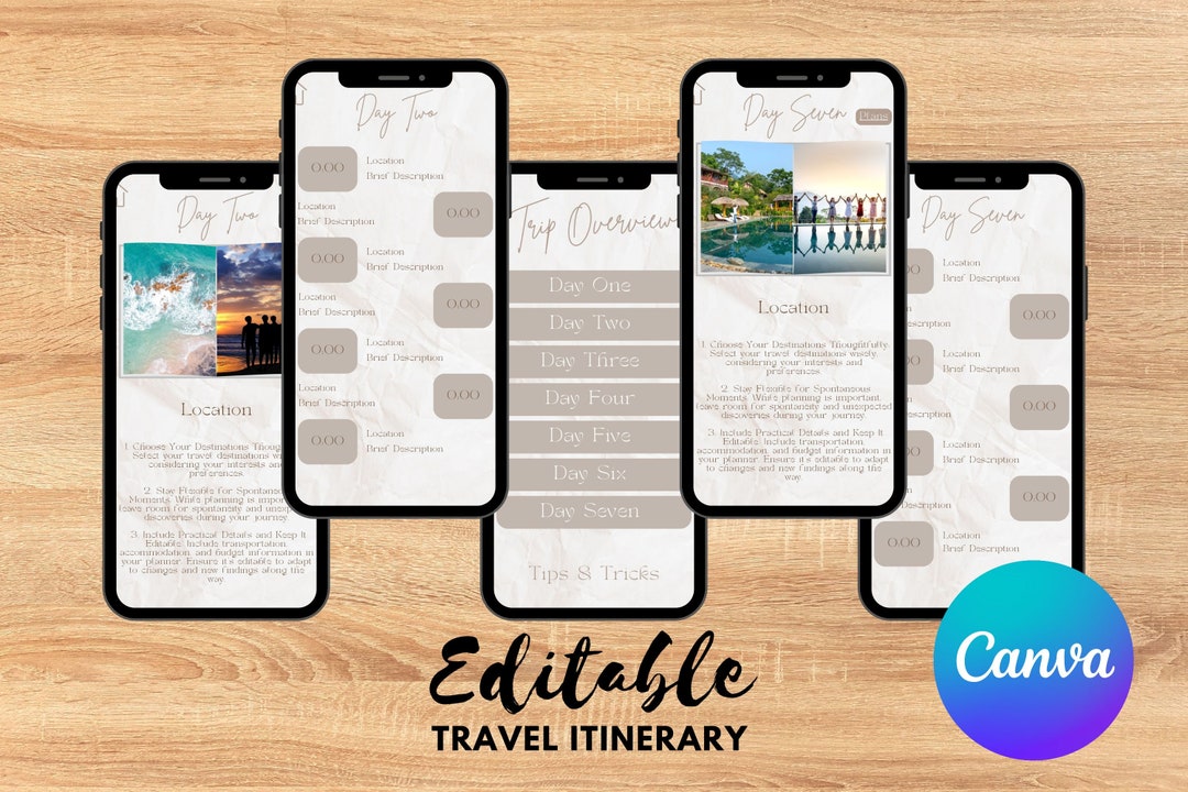 Travel Itinerary Template | Modern Minimal Classic | Editable on Canva ...