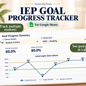 IEP Goal Tracker for Google Sheets, Special Education Data Collection Spreadsheet