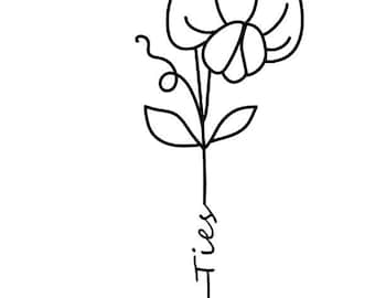 Custom name in stem - birth flower | gift | tattoo | name design | flower