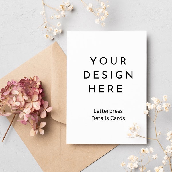 LETTERPRESS YOUR DESIGN details cards - upload your own design; printed invitations
