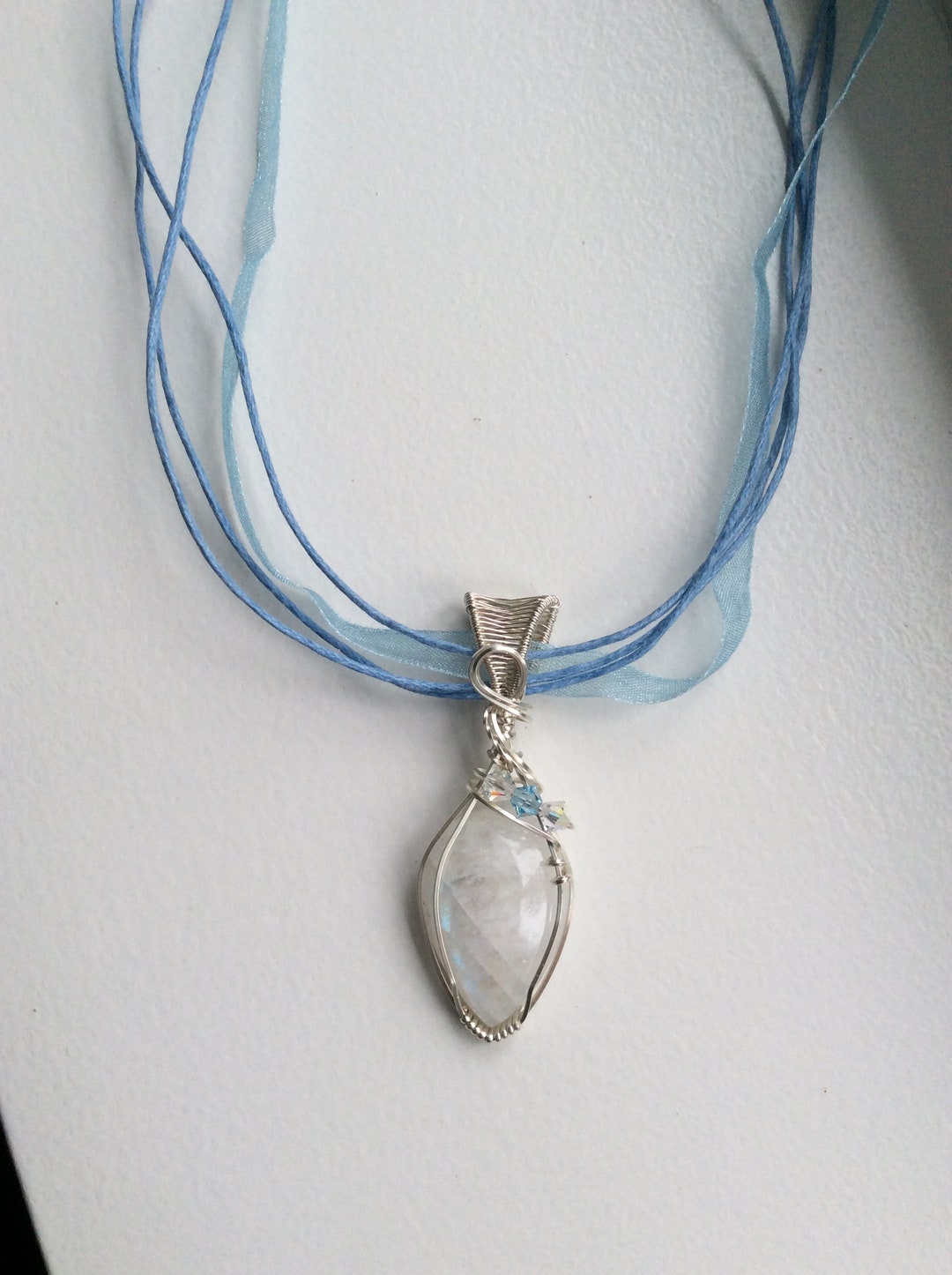 Moonstone Necklace Wire Wrapped Moonstone Necklace Etsy